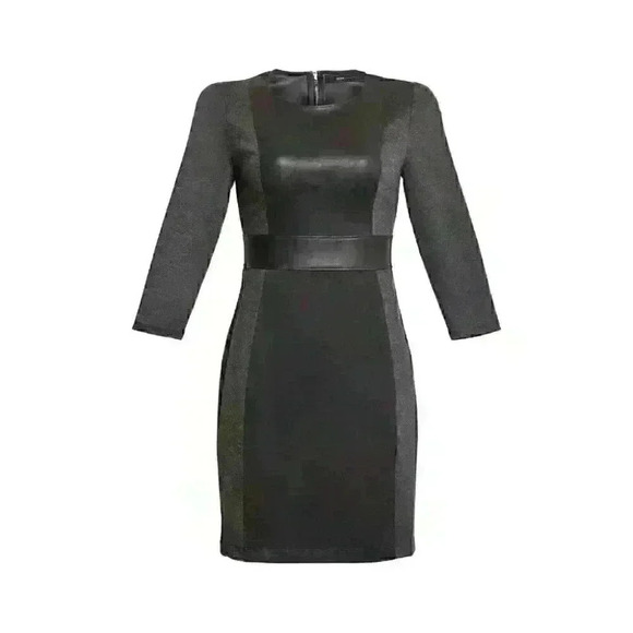 NEW! BCBGMAXAZRIA Women's S Paneled 3/4 Sleeve Dress In Charcoal Combo NWT $228 - Picture 3 of 4
